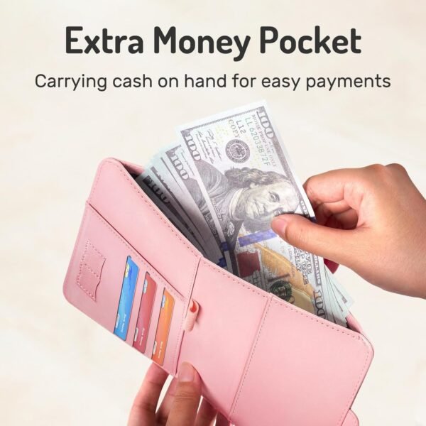 Forvencer Passport Holder with Money Pocket, RFID Blocking Passport Wallet Cover for Travel, Premium Card Case, Waterproof Travel Accessories for Women Men, Hot Pink - Image 3