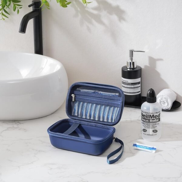 ProCase Travel Case for NeilMed Sinus Rinse Packets, Carrying Bag for Maoever Neti Pot Nasal Rinse, Portable Case for Sinus Rinse Bottle and Nasal Wash Salt Packets or Nose Cleaner Kit -Navy - Image 6