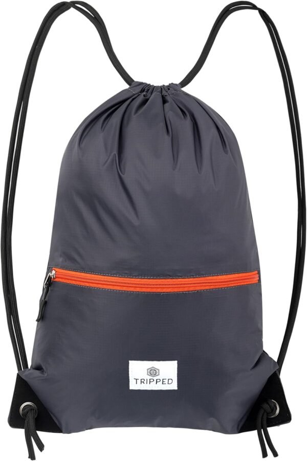 Large Compression Packing Cubes 6 Piece Set for Travel with Lightweight Laundry Bag/Drawstring Backpack for Carry-On Suitcase (Grey/Orange) - Image 8