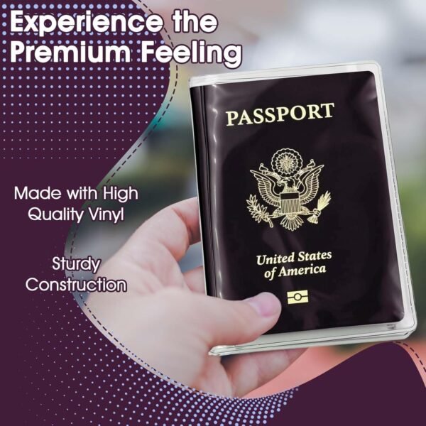 6 PCS Passport Book Holder, Clear Passport Cover Plastic Passports Protectors Sleeves Waterproof Passport Holder for Travel Family ID Card Document Organizer (7.48 × 5.12 Inch) - Image 3
