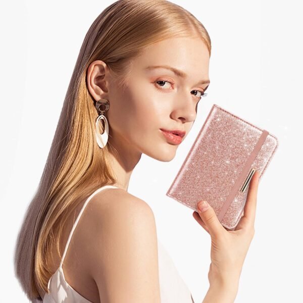 Passport and Vaccine Card Holder,Traveling Passport Cover with CDC Vaccination Card Slot RFID Blocking Passport Wallet for Women and Men, Glitter Rose Gold - Image 7