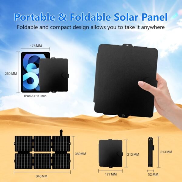 [Ultra Light] 30W Cell Phone Solar Chargers for iPhone and Android,Portable Solar Panels for Camping Hiking,Solar Phone Charger for iPhone iPad Samsung Tablets,Backpacking Solar Panel Foldable - Image 2