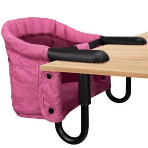 Hook On High Chair – Portable & Foldable for Babies 6-36 Months, Family & Travel Use with Carry Bag(Rose Red)