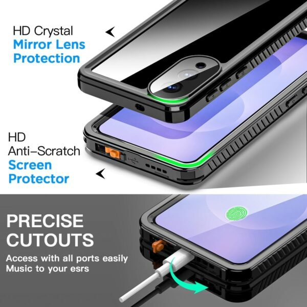 AICase for Samsung Galaxy S25 Edge Case Waterproof, Clear Water Proof Shockproof Snowproof Dustproof Full Body Rugged Transparent Underwater Phone Case with Lanyard Built-in Screen Protector - Image 5