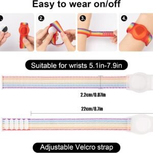 Kids Wristband Compatible with Apple AirTag, Protective Case for Air Tag GPS Tracker Holder with Nylon Bracelet, Adjustable Anti Lost Watch Band for Toddler Child Elder(Rainbow A & Blue)