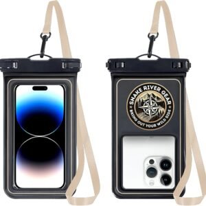SNAKE RIVER GEAR® – Bring Out Your Wild Side® – Special Edition – Adventure Grade Cell Phone Waterproof Floating Armor Case with Touch Window for Pictures and Video Certified Depth to 100 feet Black
