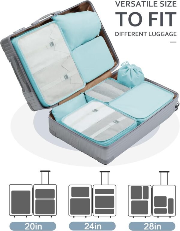 DIMJ Packing Cubes for Travel - Luggage Organizer Bags 8 Pcs Packing Cubes for Suitcases Lightweight Suitcase Organizer Bags set with Makeup Bag for Travel Accessories (Blue) - Image 3
