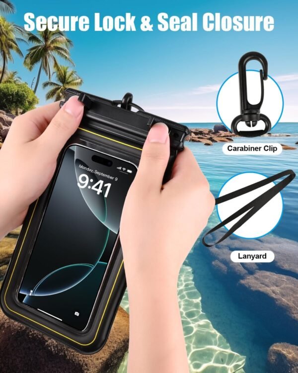 Waterproof Phone Pouch 2 Pack, IP68 Floating Waterproof Phone Case, Up to 8.3" Dry Bag for iPhone 16 15 14 13 Pro Max Samsung S25 Ultra S24 S23, Kayak/Beach/Cruise Travel Essentials Black - Image 6