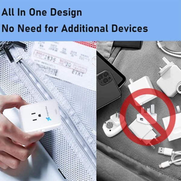 Mapambo Upgraded 220V to 110V Voltage Converter US to Europe Travel Adapter for Hair Dryers with Fast Charging International Universal Travel Adapter with 3 USB A and 1 USB C - Image 5