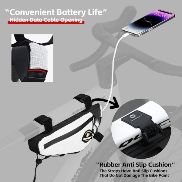 Rhinowalk Bike Frame Bag Under Top Tube Bag Bicycle Triangle Bag with Side Pockets Storage Pouch for Road Mountain Bike - Image 4