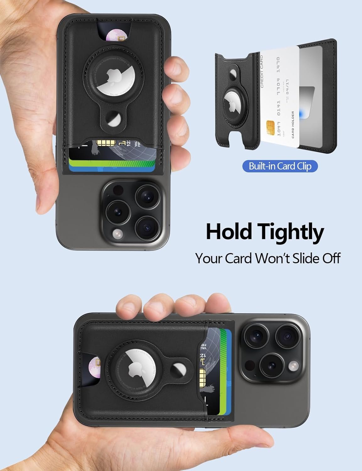 for Magsafe Wallet with Airtag Holder, Magnetic Wallet for iPhone 16/15/14/13/12 Series, 6 Cards Holder, ID Window, Adjustable Stand, Magnetic Phone Wallets, Leather RFID for iPhone Wallets, Black - Image 7