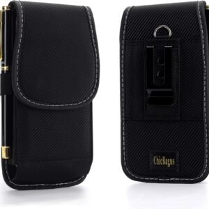 Nylon Phone Case with Belt Clip and Loop, Suitable for iPhone 13, 14, 15 6.1″, Carrying Bag Holder Waist Cell Phone Pouch with RFID Blocking, Nylon Waterproof Magnetic Cover Smartphone Waist Pack