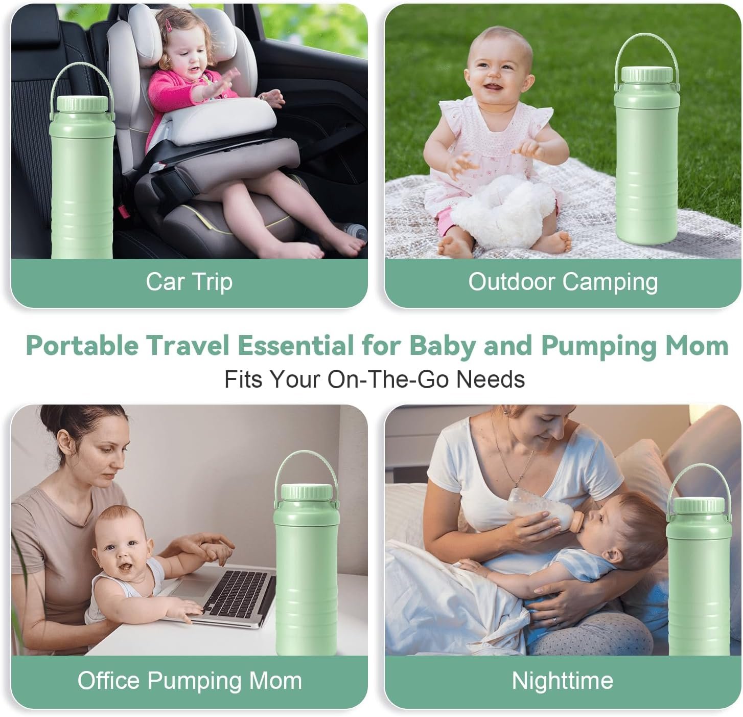 Portable Breast Milk Cooler Bottle, 22oz Capacity Breastmilk Chiller for Travel Mom, 360° Cooling Keeps Milk Fresh for 24 Hours, Breastfeeding Essentials with 2pcs Bottle for Breastmilk Storage - Image 7