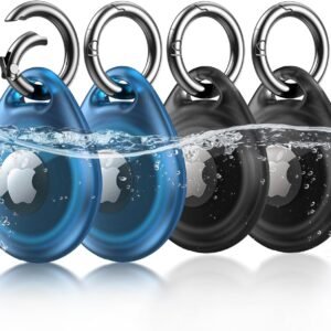 UNBREAKcable AirTag Holder, [4-Pack] IPX8 Waterproof AirTag Keyring Cover Case for Apple AirTag, Full-Body Covered AirTag Holder for Pet Collar, Keys, Bags