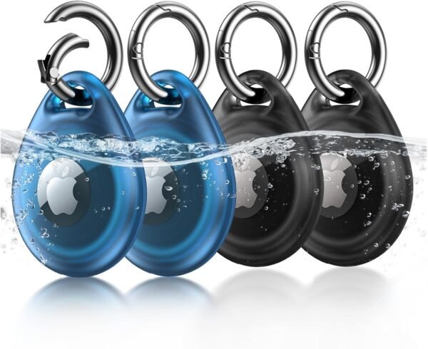 UNBREAKcable AirTag Holder, [4-Pack] IPX8 Waterproof AirTag Keyring Cover Case for Apple AirTag, Full-Body Covered AirTag Holder for Pet Collar, Keys, Bags