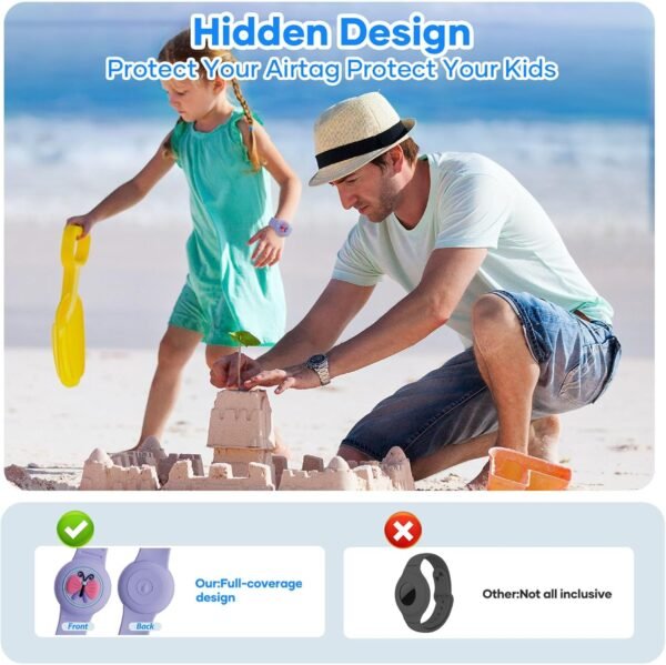 for Airtag Bracelets for Kids Waterproof - (4 Pack) Soft Silicone Air Tag Hidden Wristband, Lightweight GPS Tracker Compatible with Apple AirTag Watch Band for Child Cartoon - Image 5