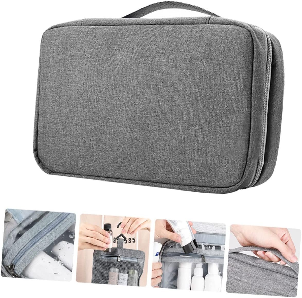 Healifty Hanging Travel Toiletry Bag Foldable Cosmetic Organizer with Transparent Wet Dry Compartment for Women Makeup Storage and Outdoor Gym Use - Image 9