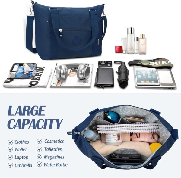 Small Travel Gym Duffel Bag for Women, Waterproof Nylon Weekender Overnight Bag Personal Item Carry on Bags for Airplanes Hospital Sports Fitness Dance Mommy Tote - Image 3