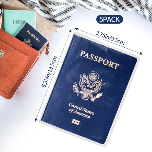Clear Passport Protector Holder Waterproof Plastic Passport Cover Vinyl ID Protector for Travel Document Credit Card (5 Pack) - Image 2