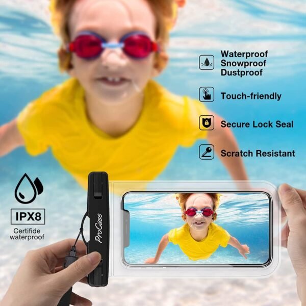 ProCase 6 Pack Waterproof Phone Pouch Dry Bag Underwater Case for iPhone 16 15 14 13 12 11 Pro Plus Max Mini Xs XR X 8 7, Galaxy S23 S22 S21 Ultra Note up to 7" -Mixed - Image 3