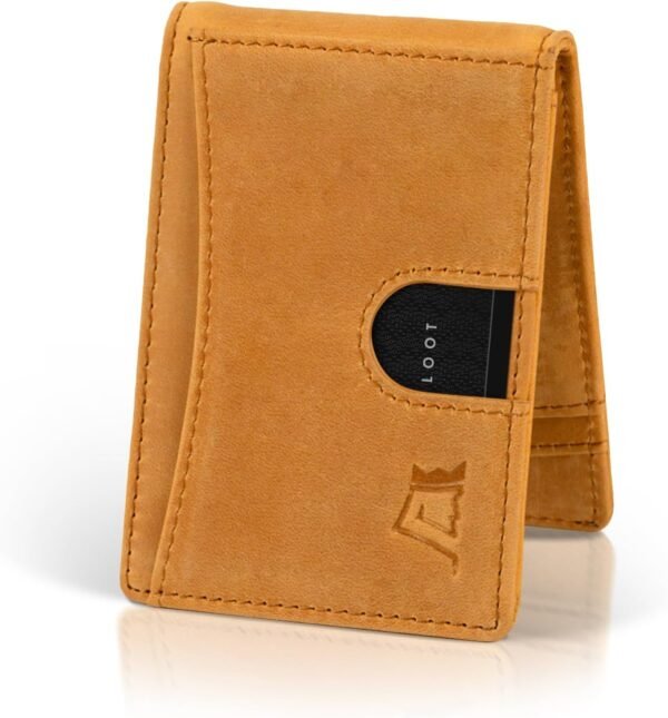 Kings Loot Money Clip Slim Minimalist Wallet for Men | RFID Blocking Leather Design with Money Clip | Front Pocket Bifold Holds 12 Cards | Stylish & Compact Wallets (Buckskin) - Image 7