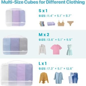 Cambond Dual-Use Mesh Packing Cubes Laundry Bag – See Through Packing Cubes for Travel, Lightweight Machine Washable Mesh Laundry Bags Wash Bags with Handle, Travel Bags Luggage Suitcase Organizer