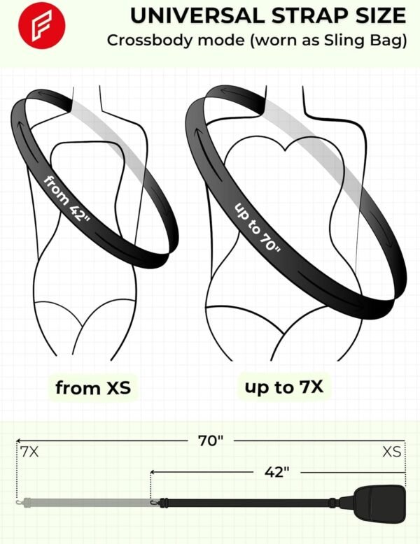 FORZAROCKET Ultralight Sling Bag w/Long Strap 70" – Small Crossbody Bag w/Extended Strap – Women Men Fanny Pack - Image 6
