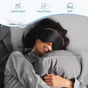3D Contoured Sleep Mask with Bluetooth Headphones, Eye Masks for Sleep, Sleeping Headphones, Sleeping Mask with Ultra-Thin Stereo Speakers for Men, Women, Tech Gifts – Black