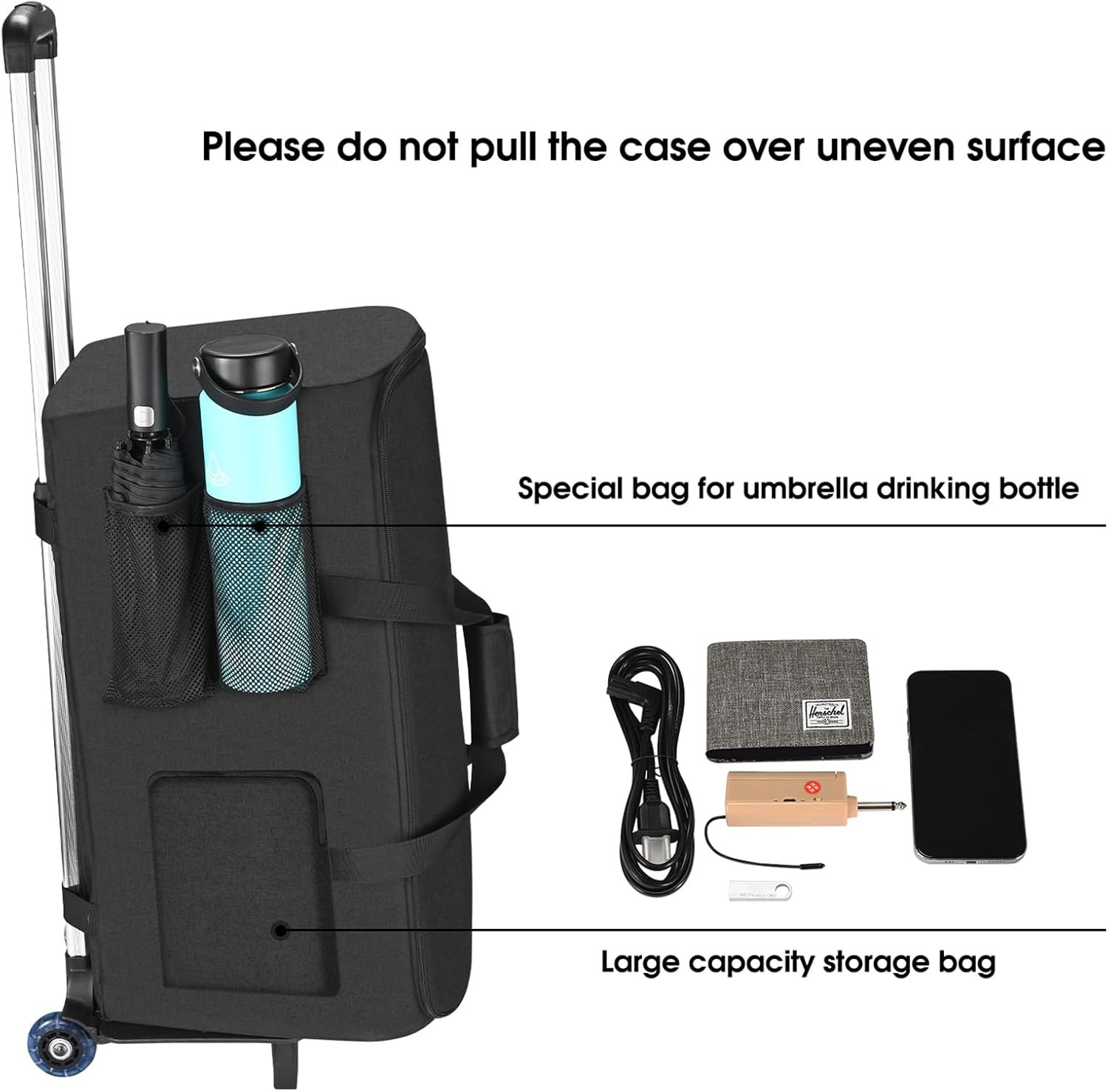 Trolley Bag for JBL Partybox Club 120 Portable Bluetooth Party Speaker, Travel Protective Carrying Case Compatible with PartyBox 110/ Club 120, with Telescoping Trolley (Black) - Image 2