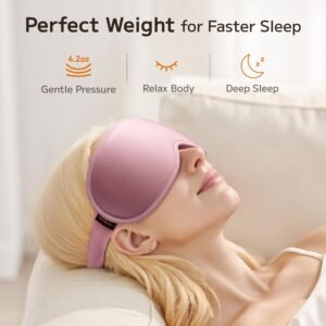 Weighted Sleep Mask 2 Pack – 3D Contoured Eye Masks for Sleep, 100% Blackout Sleep Masks for Women Men, Eye Mask for Travel, Meditation, Airplane, Memory Foam, Adjustable Strap, Black Pink