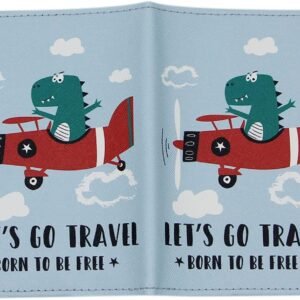 ANKOMINA Creative PU Leather Travel Passport Cover Case Cute Dinosaur World Map Passport Card Holder Wallet Bag Travel Accessory for Women Men Kids