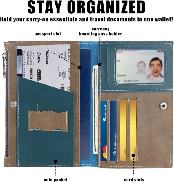 Leather Passport Wallet, Lightweight Travel Wallet, Passport Holder for Travel, for Secure Traveling and Documentation Organizer - Image 5
