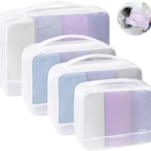 Cambond Dual-Use Mesh Packing Cubes Laundry Bag – See Through Packing Cubes for Travel, Lightweight Machine Washable Mesh Laundry Bags Wash Bags with Handle, Travel Bags Luggage Suitcase Organizer
