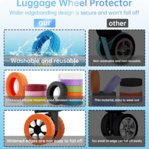 Luggage Wheel Covers suitcase Luggage Wheel Protector Covers for 2.1-2.4 inchs 8 Spinner Suitcases (8, color BLACK)