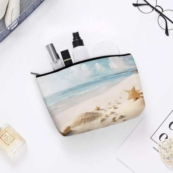 Waterproof Travel Makeup Bag Case Organizer, PU Leather Beach Theme Cosmetic Bags, Small Toiletry Case Cute, Portable Zipper Pouch for Women Men, Travel Accessories - Image 5