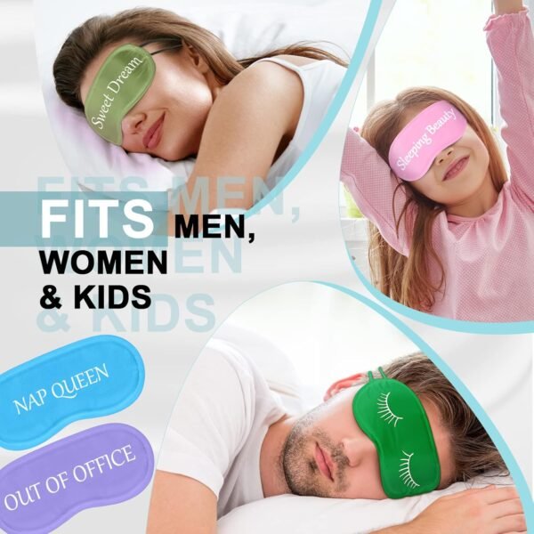 40 Pcs Funny Silk Sleep Eye Mask Soft Night Sleep Mask Bulk Eye Mask for Sleeping Blackout Blindfolds with Adjustable Strap for Women Men Kids Travel Nap Meditation Party Gifts Favors(Colorful) - Image 4