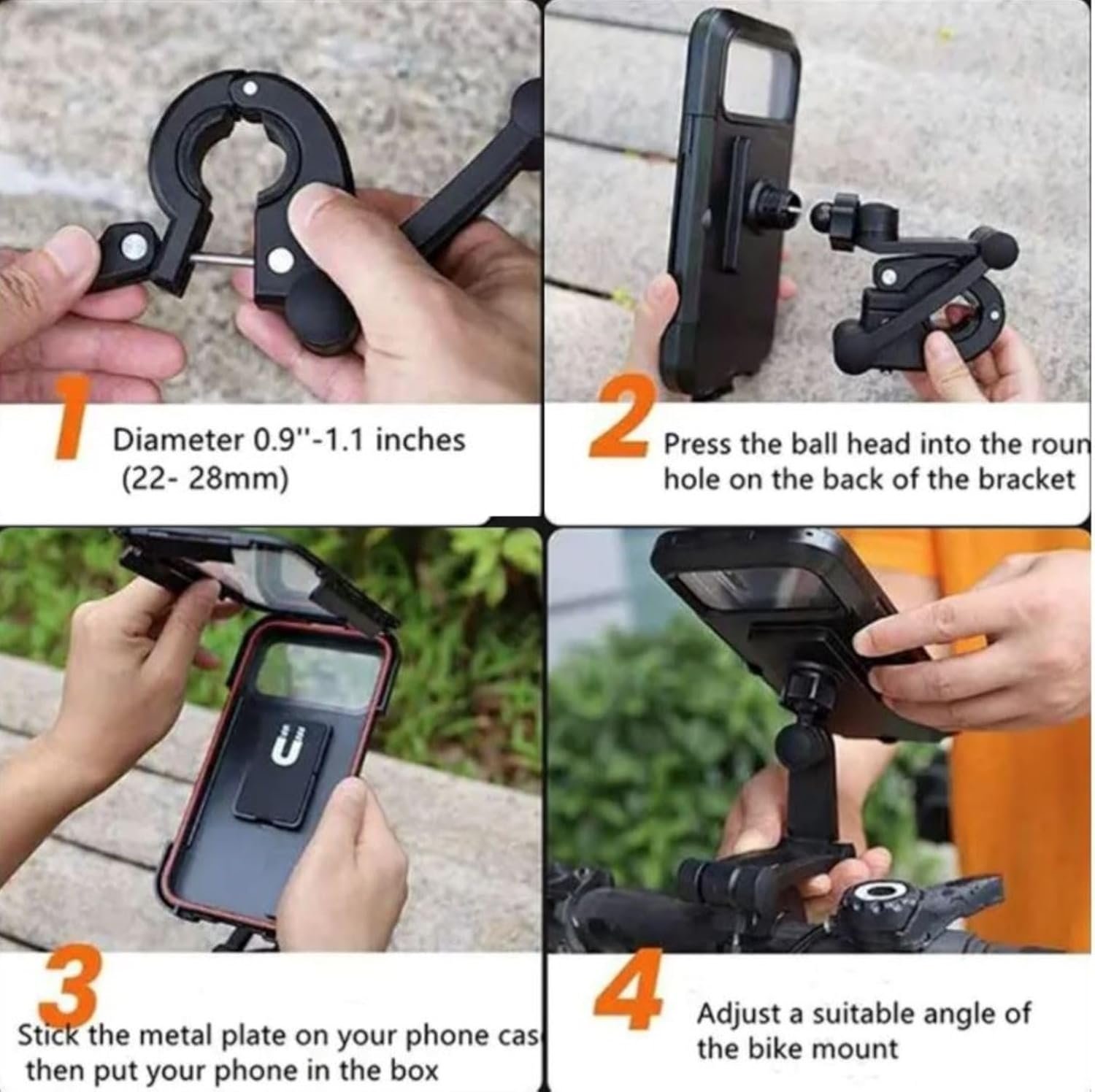 Waterproof Outdoor Sports Bike Phone Mount Case, Bicycle and Motorbike Handlebar Phone Holder with Secure Grip, Shockproof Design, 360 Degree Rotation Adjustable for Smartphones 4 to 6.7 Inches - Image 7