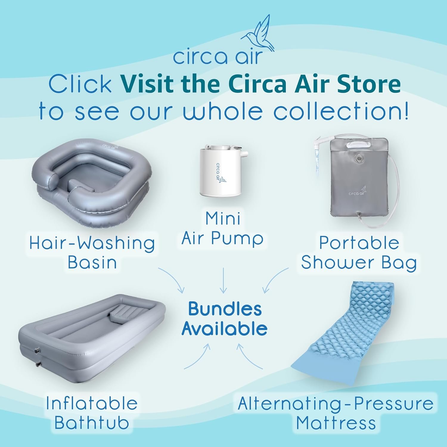 CIRCA AIR Bedside Shower - 2.5 GL Silver Portable Water Shower Bag For Hair Washing In Bed. Use With Inflatable Hair Washing Basin, Shampoo Basin, Bathtub For Elderly - Image 6