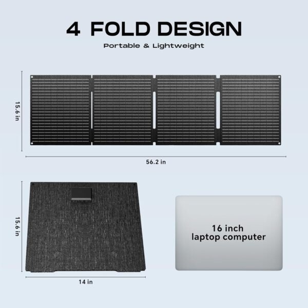 MARBERO 100W Portable Solar Panel 100 Watt 20V Foldable Solar Panel Charger for Power Station QC3.0 USB & DC Output >23% High Efficiency IP68 Waterproof for Camping Outdoor Home RV Blackout Cloudy - Image 8