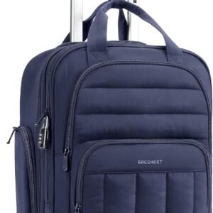 BAGSMART Underseat Carry on Luggage with Wheels, 16-inch Under Seat Luggage, Lightweight Travel Luggage Travel Suitcase for Women, Personal Item Bag, Navy Blue