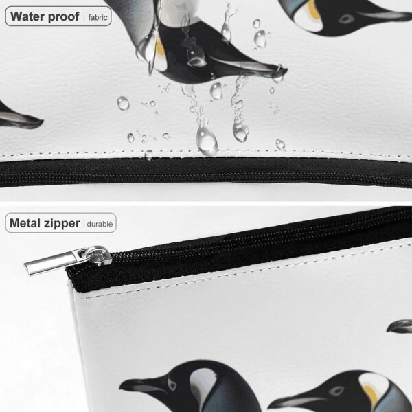 Waterproof Travel Makeup Bag Case Organizer, PU Leather Penguins Cosmetic Bags, Small Toiletry Case Cute, Portable Zipper Pouch for Women Men, Travel Accessories - Image 7