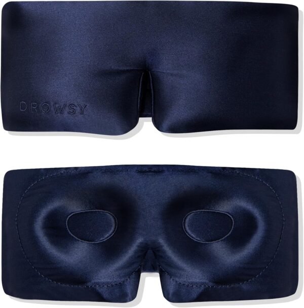DROWSY Eyelash Protecting Silk Sleep Mask for Natural Lashes & Extensions. Deep Eye Cups, Zero Pressure, Total Blackout, Full Wraparound (Midnight Blue) - Image 7