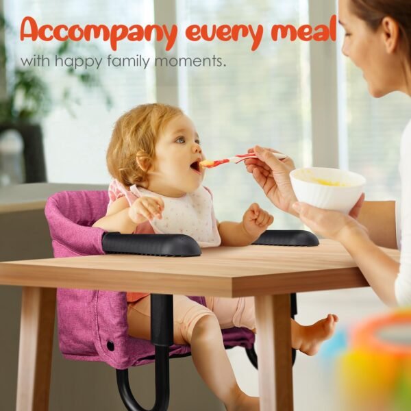 Hook On High Chair - Portable & Foldable for Babies 6-36 Months, Family & Travel Use with Carry Bag(Rose Red) - Image 7