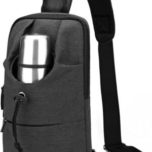 Crossbody Sling Backpack for Men Women Sling Bag Multipurpose Travel Hiking Cross Body Chest Bag (Black)