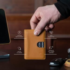 Kings Loot Money Clip Slim Minimalist Wallet for Men | RFID Blocking Leather Design with Money Clip | Front Pocket Bifold Holds 12 Cards | Stylish & Compact Wallets (Buckskin)