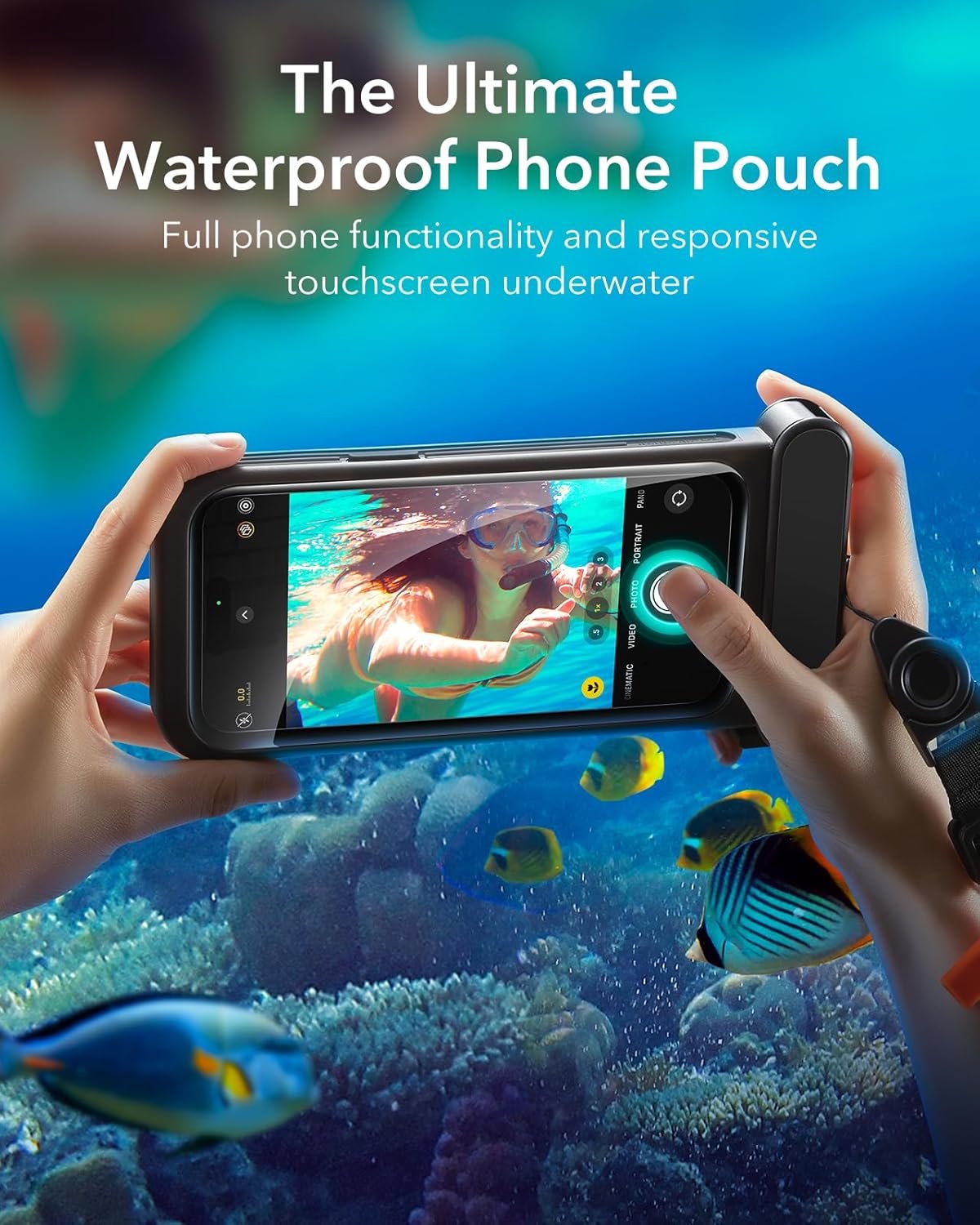 ESR Waterproof Phone Pouch for iPhone 15 Pro Max /14 Pro Max, Underwater Touch Sensitivity, IPX8 Floating Waterproof Cellphone Case with Lanyard, Dry Bag for Snorkeling, Black - Image 2