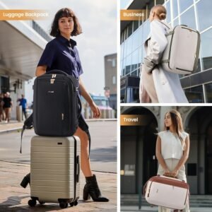 LOVEVOOK 50L Travel Backpack for Women,Carry on Luggage Backpack Flight Approved with 3 Packing Cubes,Waterproof Personal Item Travel Bag fits 17 Inch Laptop,Overnight Weekender Business Daypack