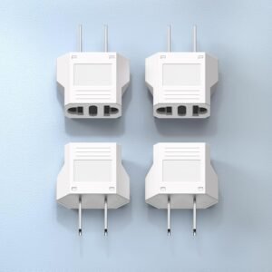 European to US Plug Adapter, SUPERDANNY EU to US Plug Adapter Converts 2-Prong Type A for Plugging in Type C, E, F, L, N Plugs, 660W 6A Max 110-250V Travel Plug for Europe to USA, White, 4-Pack
