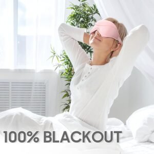 Sleep Mask – Total Blackout 3D Sleeping Mask, Super Lightweight & Silky Soft Eye Mask for Sleeping, Fully Adjustable Fit for Home, Office, Traveling, Meditation, Yoga, Pink
