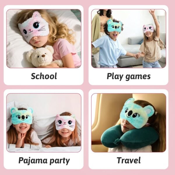 2 Pcs Sleep Mask Soft Plush Blindfold Cute Rabbit Panda Koala EyeCover Soft Eye Blindfold Cover Animal Shade Night Eye Masks for Women Girls Home Travel (Colorful) - Image 4